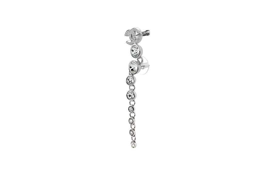 CHANEL CHANEL Double C Earrings Women's Silver