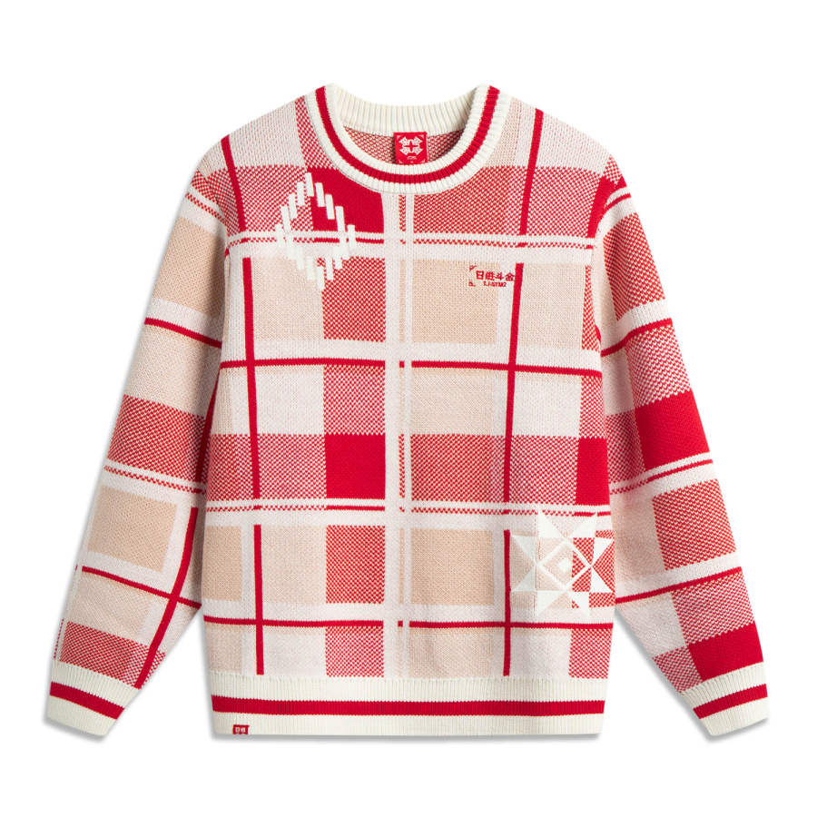 Li-Ning Li Ning Rijin Doujin Collection Knitwear Men's White Plaid