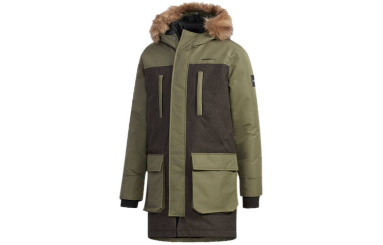 Adidas Neo Down Jackets Men's Khaki Brown Hooded Moderate Other