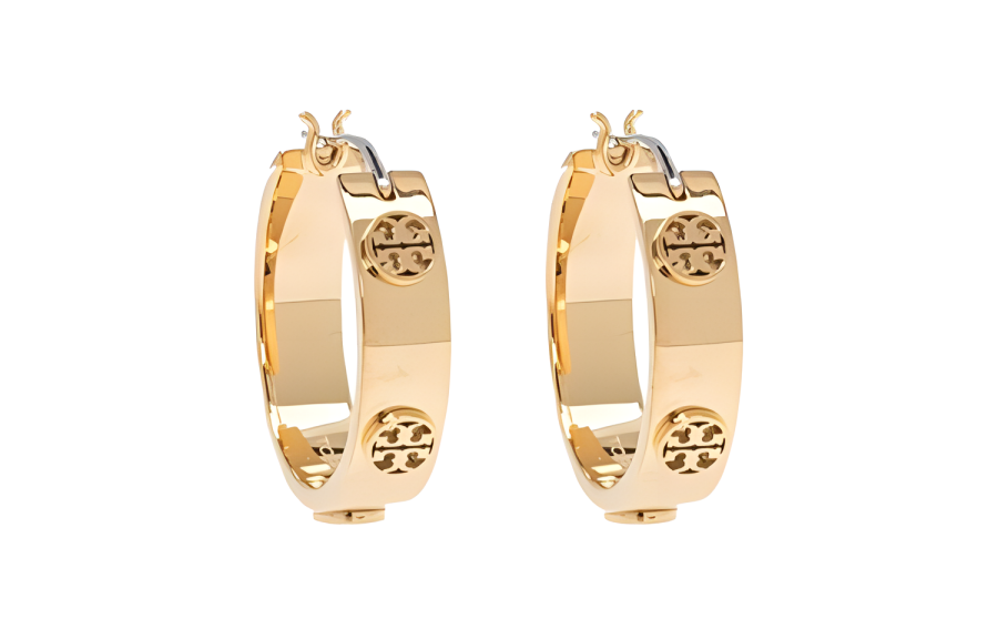TORY BURCH Tory Burch Miller Double T Stud Hoop Earrings