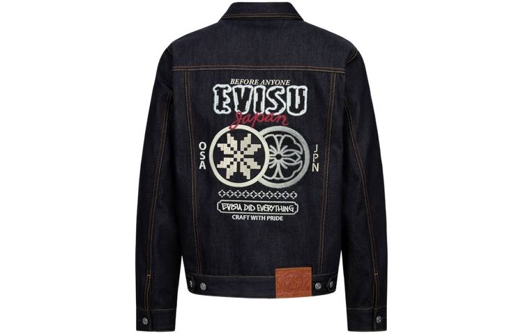 EVISU EVISU Denim Jackets Men's Denim Blue Lapel Moderate