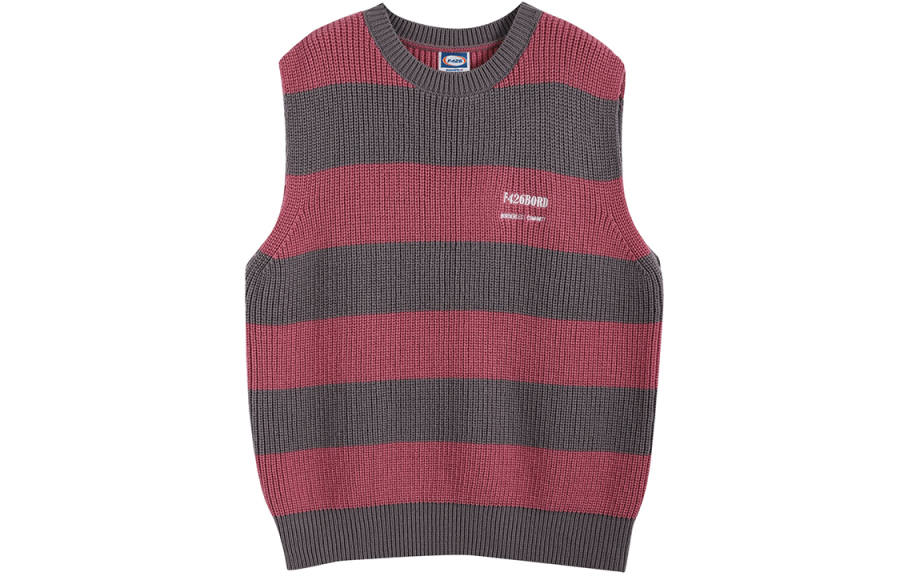 F426 Vests Unisex Red Gray Stripes Crew Neck Moderate Other