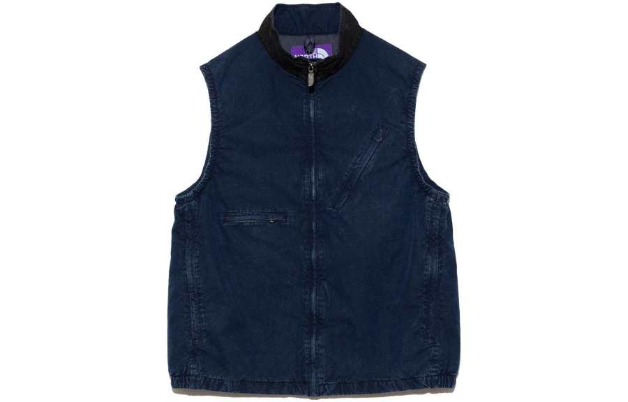 THE NORTH FACE PURPLE LABEL Vests Men's Blue Stand Collar Other