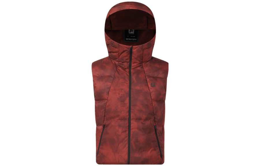 FILA Down Vests Men's All Over Print Hooded Non Detachable Moderate Other