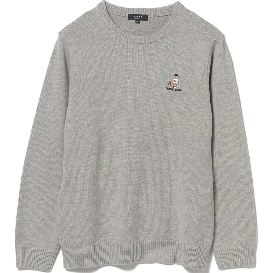 Beams Knitwear Men's Gray Crew Neck Moderate Other
