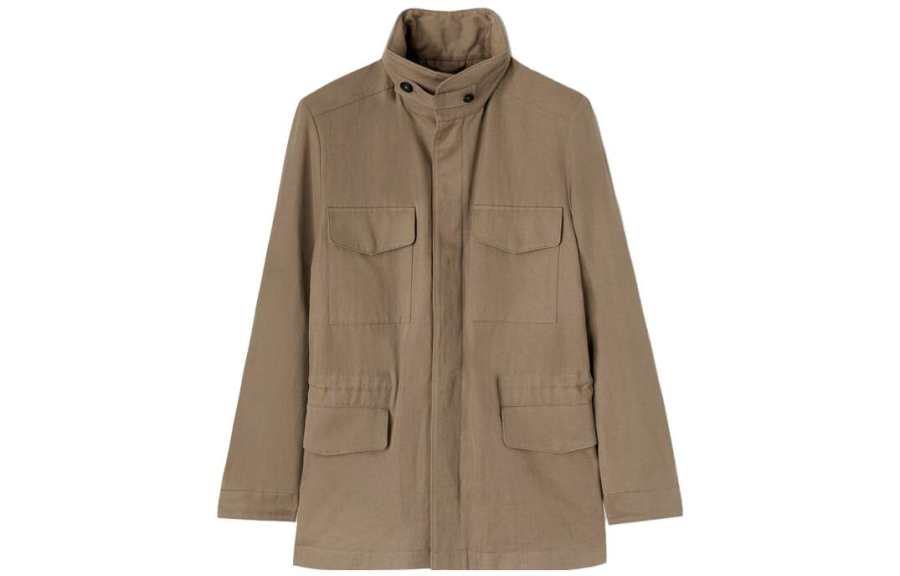 Loro Piana Jackets Men's Khaki Stand Collar Moderate Other