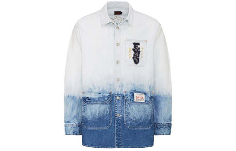 EVISU EVISU Denim Jackets Men's White Lapel Moderate Other