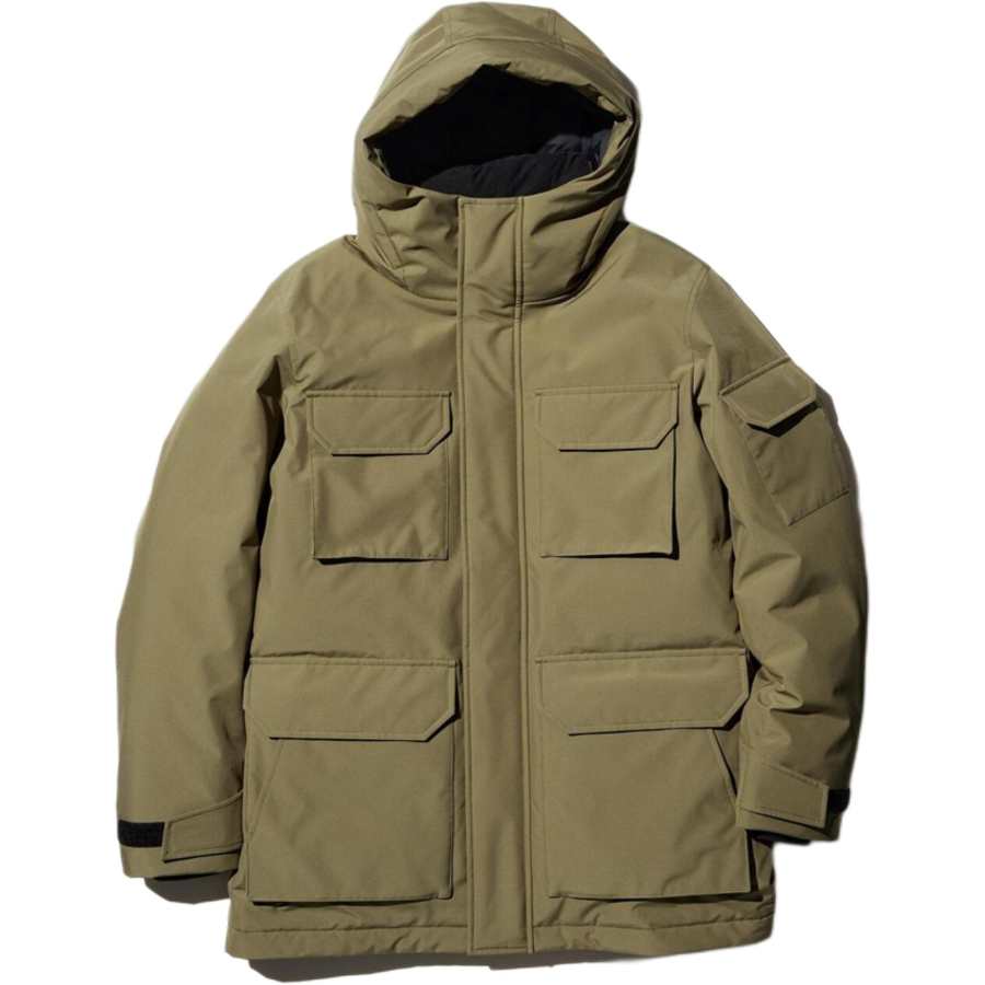 UNIQLO Down Jackets Men's Olive Hooded Moderate