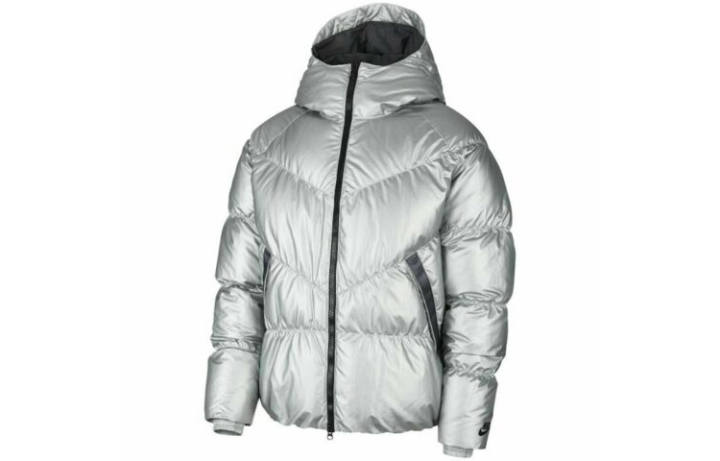 Nike Nike Down Jackets Men's Silver Hooded Moderate Down Jacket