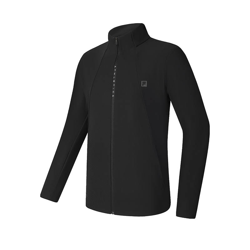 FILA Fitness Knitted Fabric Long Sleeved Coat Men's Pitch Black