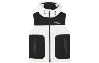 FILA Down Vests Men's Standard White Hooded Non Detachable Moderate Other