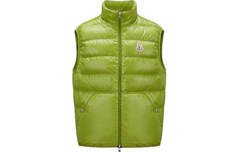 Moncler Aube Down Vests Unisex Leaf Green Stand Collar Moderate