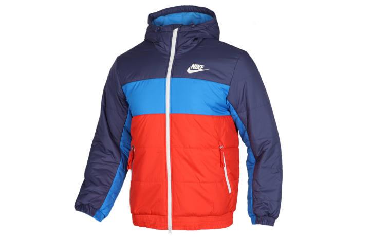 Nike Nike Puffer Jackets Men's Blue Hooded Thickened Other