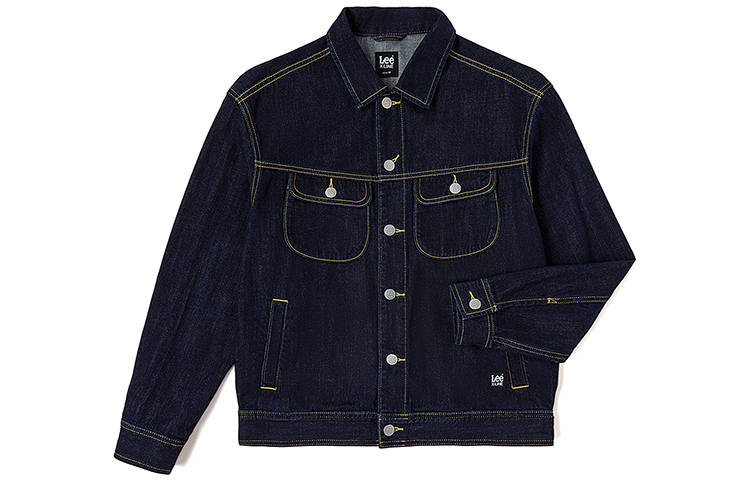 Lee Lee Xline Denim Jackets Unisex Washed Lapel Moderate Straight Fit
