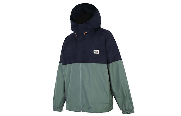 THE NORTH FACE Windbreaker Jackets Men's Peacock Green Hooded Moderate