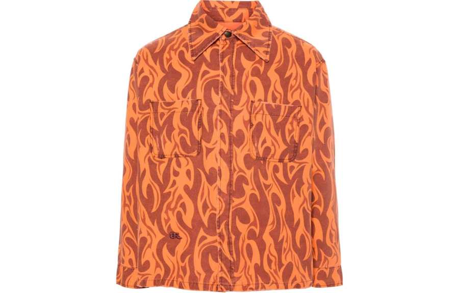 ERL Erl flame-print canvas shirt jacket