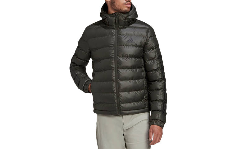 Adidas Adidas Puffer Jackets Men's Deep Earthy Brown Hooded Moderate