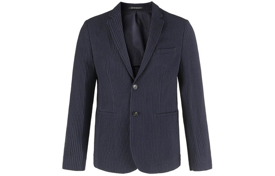 EMPORIO ARMANI 【Previous Season】notched-lapels textured single-breasted blazer