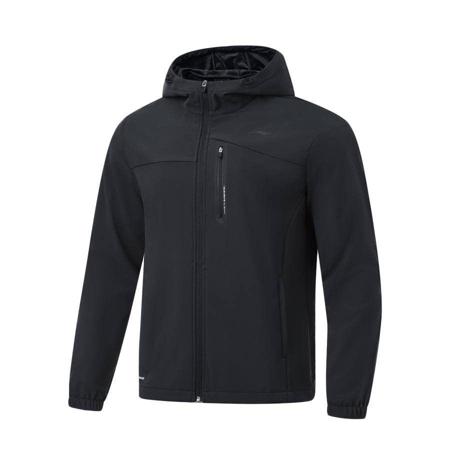 Li-Ning Li Ning Fitness Collection, Solid Color Hooded Thickened And Fleece Lined Sportswear Jackets & Coats Men's Black