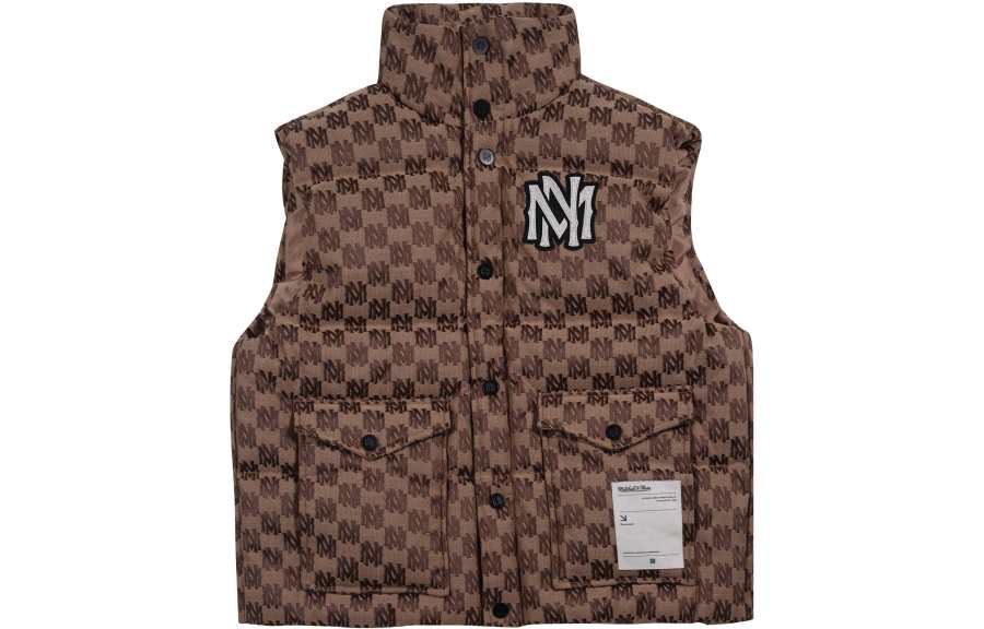 Mitchell Ness Mitchell Ness Down Vests Unisex Brown Stand Collar Thickened Other