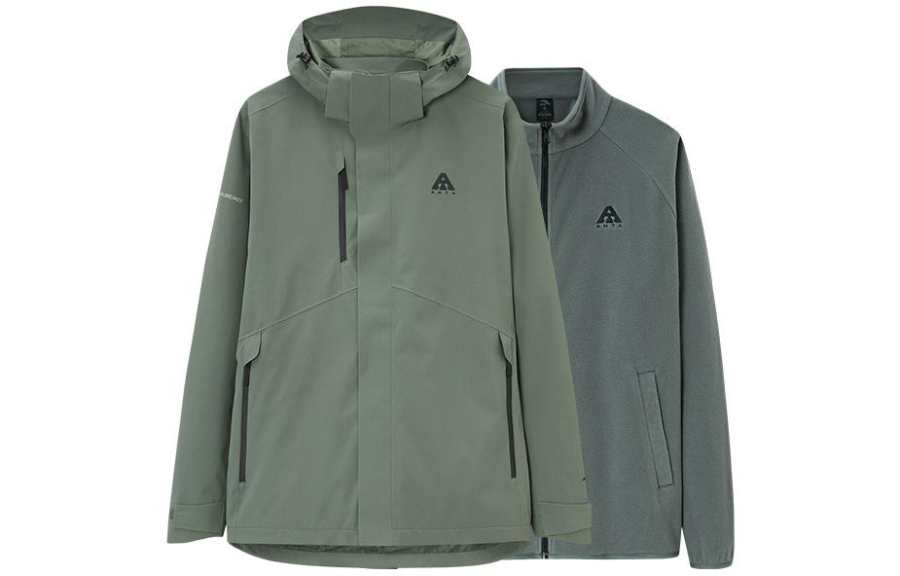 Anta Earthy Shell 2.0 Meowth Fleece Lined Waterproof Shell Solid Zipper Hooded 3 in 1 Fleece