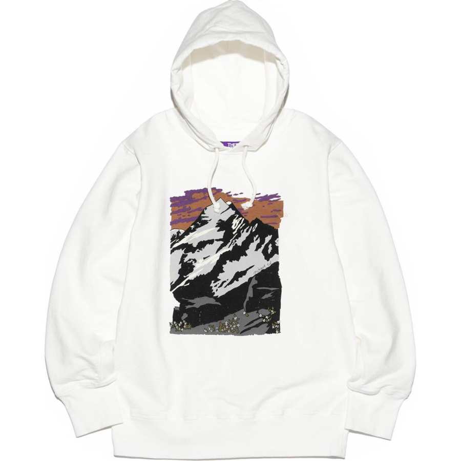 THE NORTH FACE PURPLE LABEL 10oz Mountain Graphic Sweatshirt Unisex Ecru