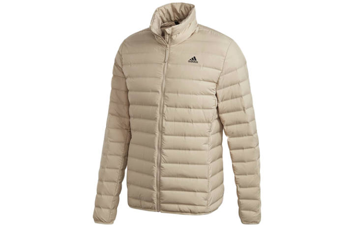 Adidas Adidas Down Jackets Men's Khaki Stand Collar Moderate Quilted Down Jacket
