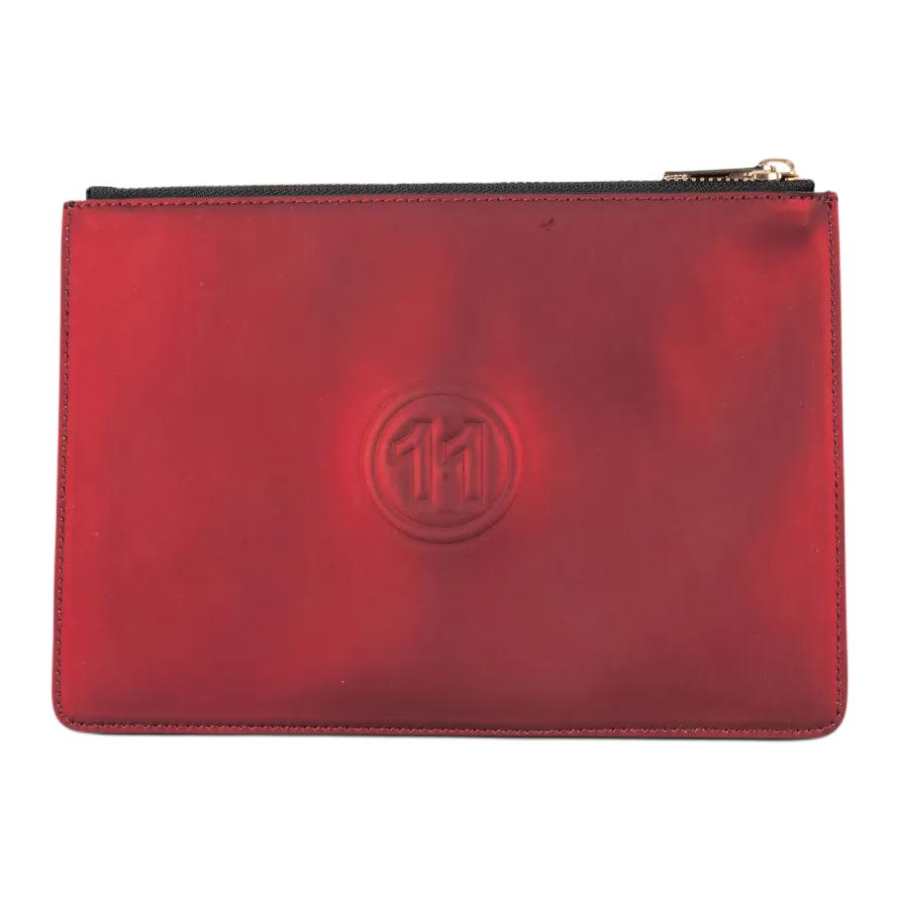 Maison Margiela Metal Leather Clutch Women's Red & Black