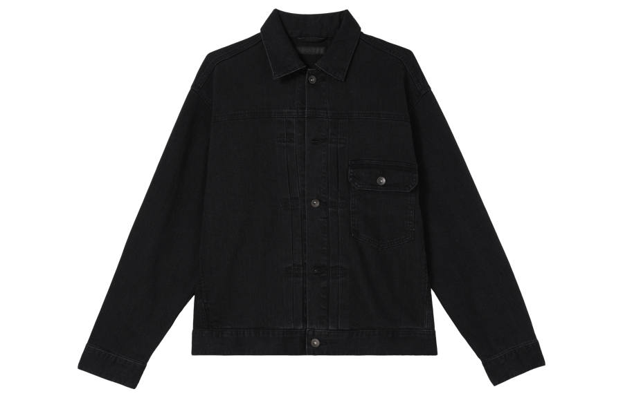 UNIQLO Denim Jackets Unisex Dark Gray Lapel Moderate Straight Fit