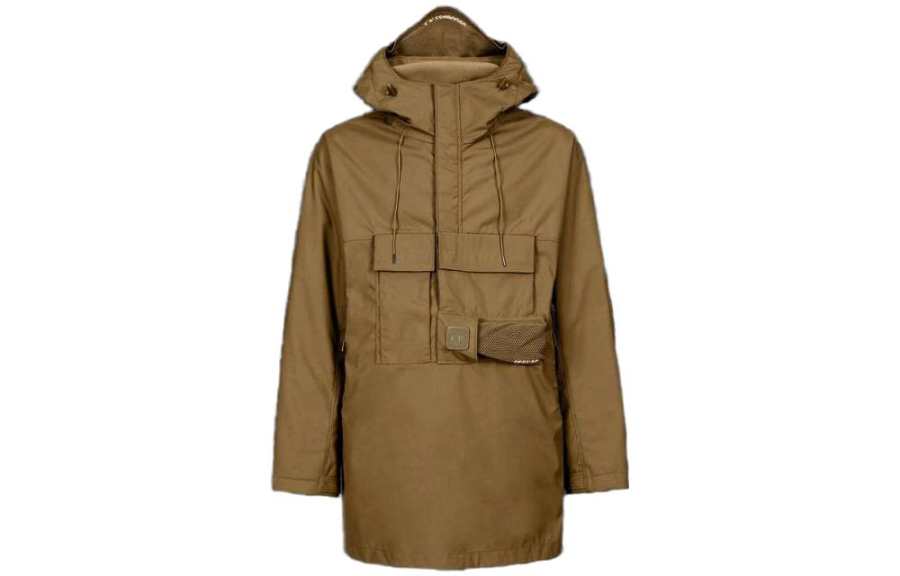 C.P.Company Jackets Men's Brown Hooded Non Detachable Moderate Straight Fit