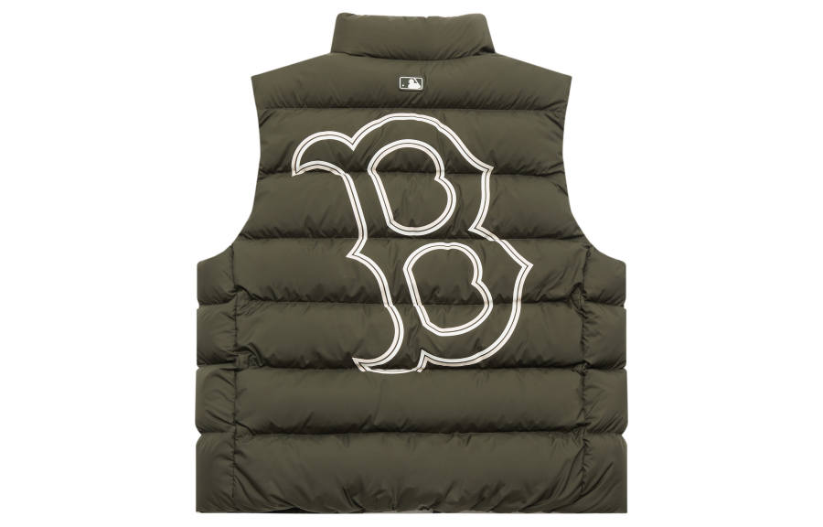 MLB MLB Boston Red Sox Down Vests Unisex Olive Stand Collar Without Hood Moderate