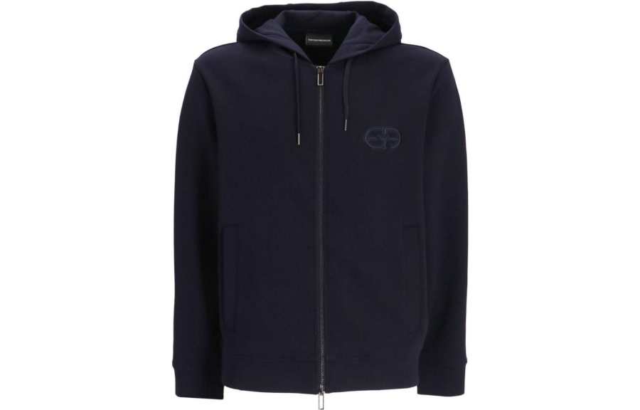 EMPORIO ARMANI Logo-embroidered Zipped Hoodie