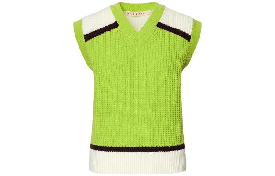 UNIQLO Vests Unisex Verdant Green V Neck Moderate Knitted Fabric