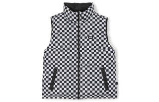 Vans Reversible Fleece Lined Color Block Checkerboard Down Vest Unisex Black White