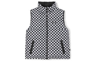 Vans Reversible Fleece Lined Color Block Checkerboard Down Vest Unisex Black White