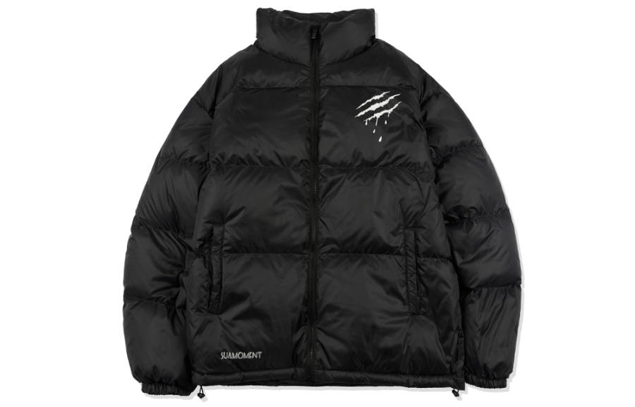 Suamoment Down Jackets Unisex Stand Collar Without Hood Thickened Quilted Down Jacket