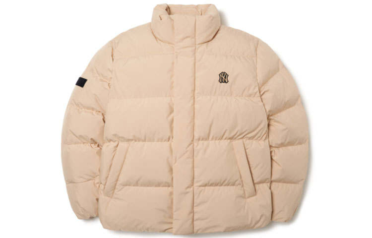 MLB MLB Base Logo Down Jackets Unisex Khaki Stand Collar Moderate Puffer Jacket