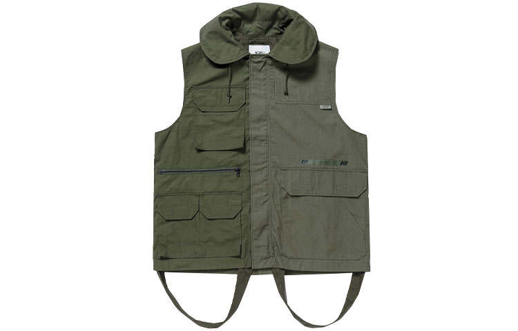 WTAPS WTAPS Vests Men's Army Green Hooded Non Detachable Moderate Workwear