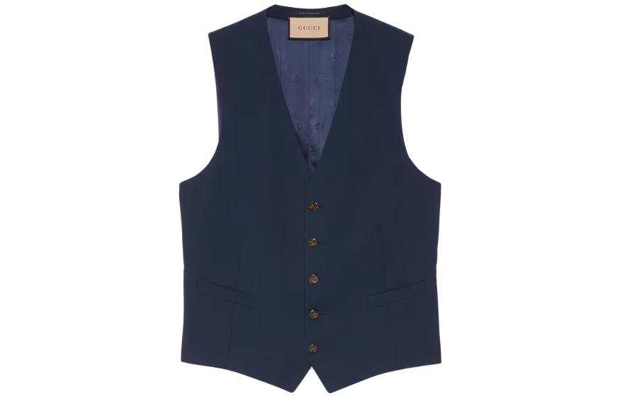 GUCCI Vests Men's Dark Blue V Neck Business Suit