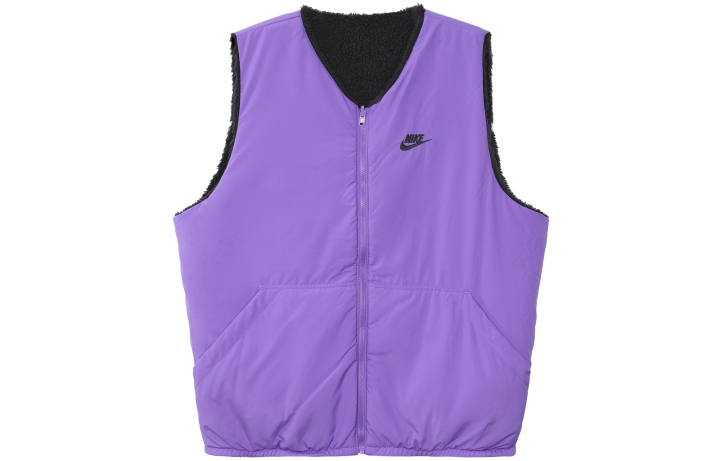 Nike Nike Brand Logo Print Patch Pocket Detail Reversible Fleece Lined Vest Men's Purple