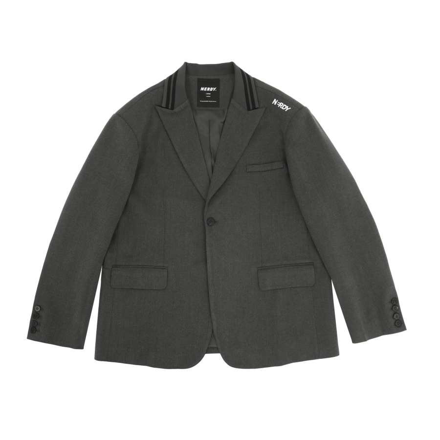 Nerdy Business Suits Unisex Charcoal Suit Collar Moderate Business Suit