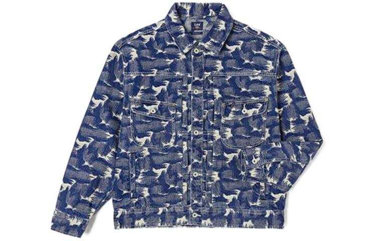 Lee Lee Denim Jackets Men's Medium Dark Blue Lapel Moderate Straight Fit