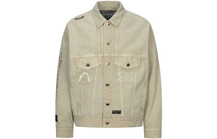 EVISU EVISU Jackets Men's Gray Green Lapel Moderate Workwear