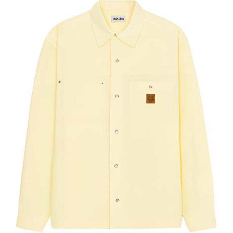 KENZO Denim Jackets Men's Yellow Lapel Moderate Straight Fit