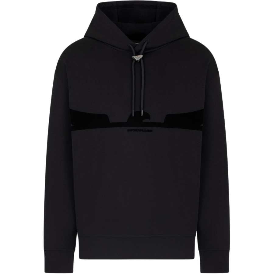 EMPORIO ARMANI Asv Hooded Sweatshirt In Double Jersey With Contoured Eagle Flocked Print