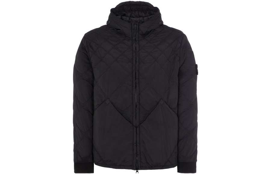 STONE ISLAND Jackets Men's Black Hooded Non Detachable Moderate Other