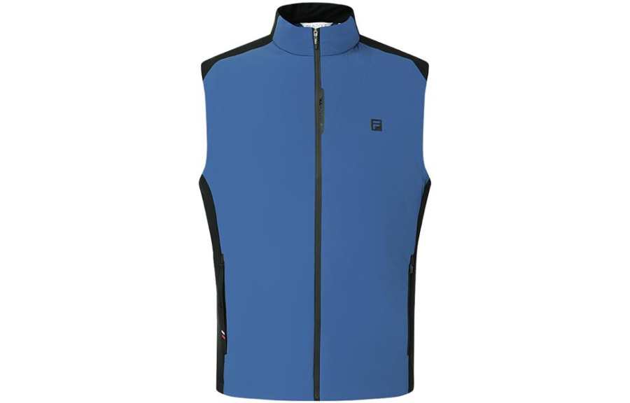 FILA Golf Down Vests Men's Porcelain Blue Stand Collar Moderate Other