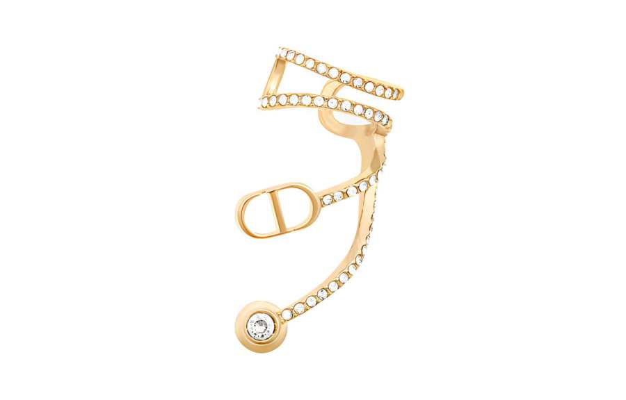 Dior 2010-2025 Plated Rhinestone Petit Cd Logo Ear Cuff costume earrings