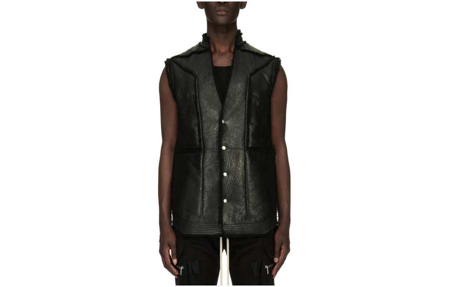 RICK OWENS Rick Owens leather shearling gilet