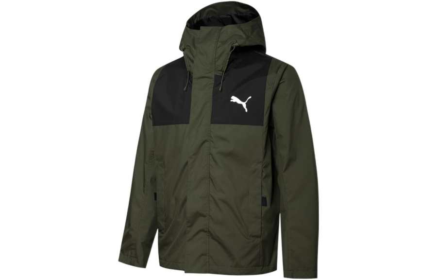 PUMA Outdoor Hiking Windproof Abrasion Resistant Thermal Windbreaker Jacket Men's Green